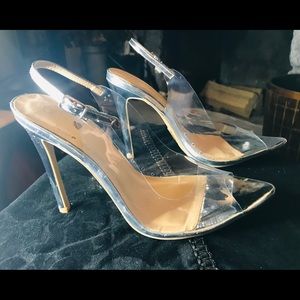 CLEAR STILETTO HEELS 5INCH SZ8 By Wild Diva Lounge